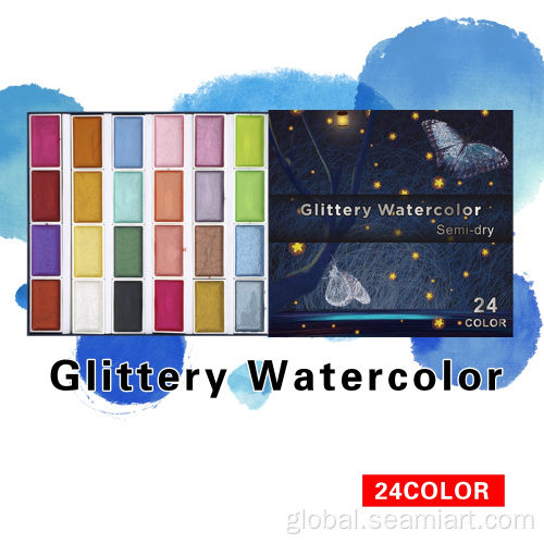 Watercolor Gouache Paint Set Semi-dry metallic glitter/basic solid Watercolor Set Factory